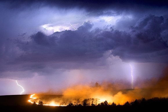 Lightning, storms, prairie burns